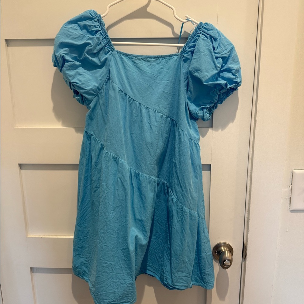 Zara Sky Blue Puff Sleeve Dress
